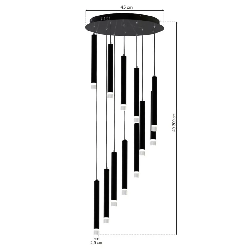 Suspensie CARBON Milagro Modern, LED, Negru, ML6161, Polonia
