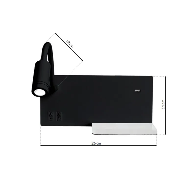 Aplica de Citit SHELF Milagro Modern, LED, Negru, ML6344, Polonia