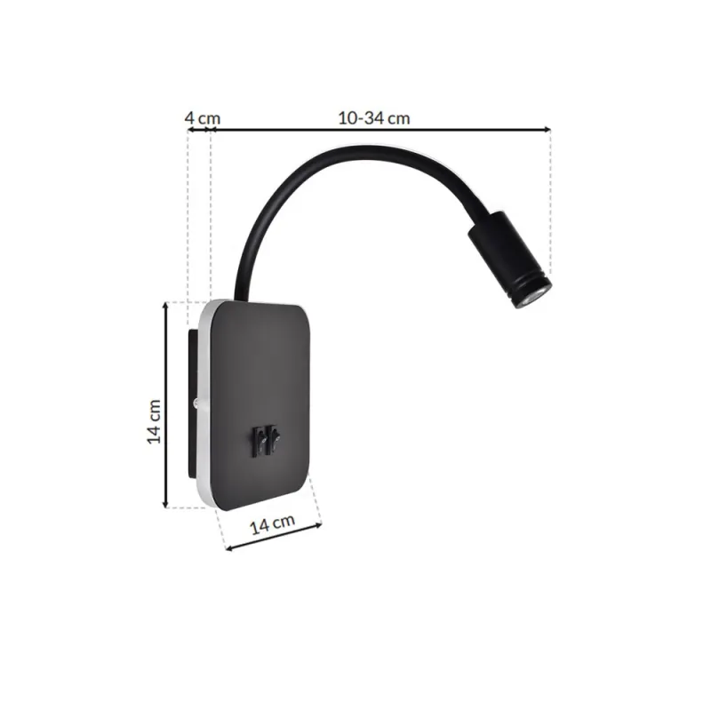 Aplica Citit BASE Milagro Modern, LED, Negru, ML6352, Polonia