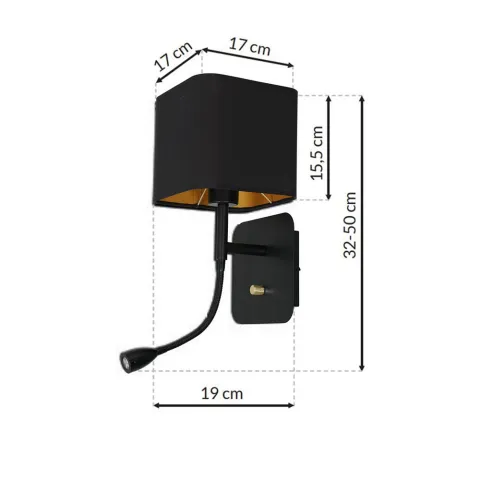 Aplica de Citit NAPOLI BLACK Milagro Modern, E27/Led, Negru, ML6366, Polonia
