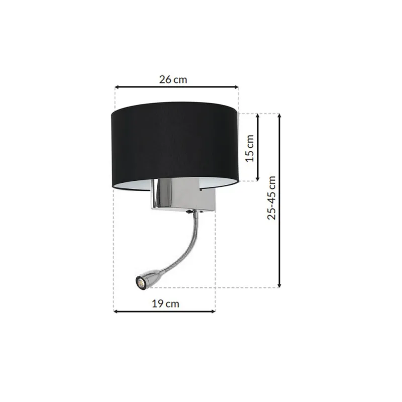 Aplica Citit CASINO BLACK Milagro Modern, E27/Led, Argintiu, ML6378, Polonia