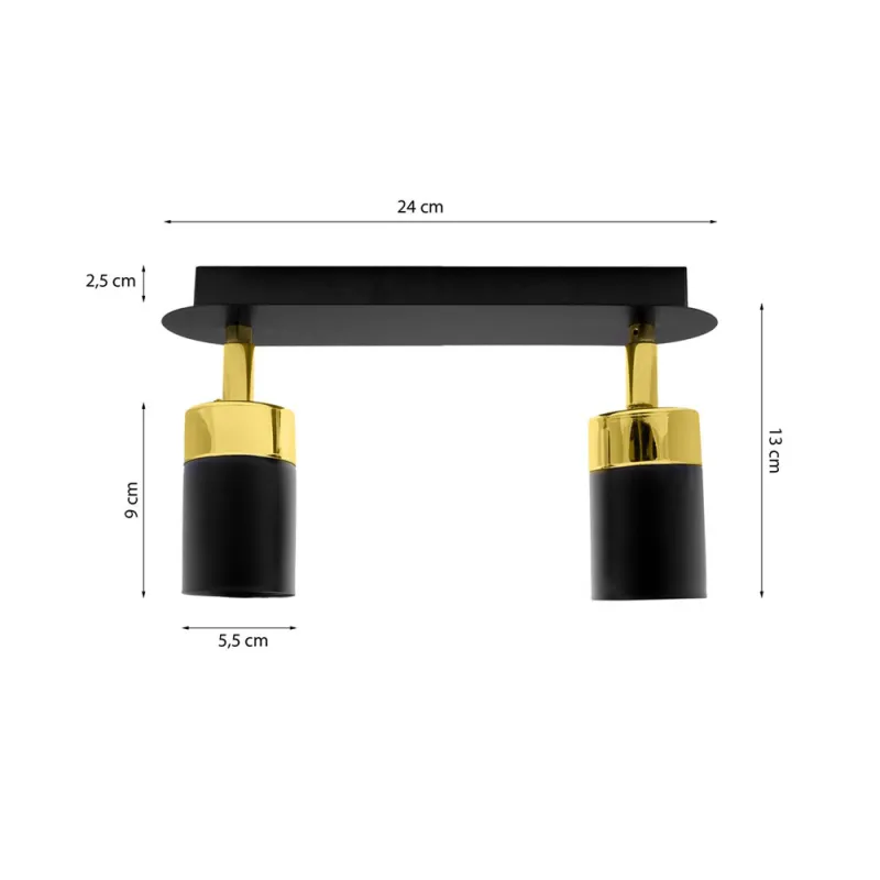 Lustra Plafon JOKER BLACK/GOLD Milagro Modern, GU10, Auriu/Negru, MLP6124, Polonia