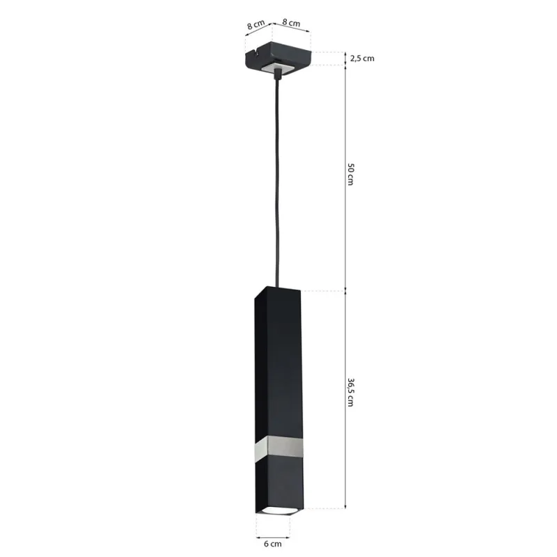 Pendul VIDAR Milagro Modern, GU10, Crom/Negru, MLP6287, Polonia