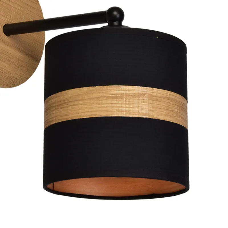 Aplica TERRA Milagro Modern, E27, Natural/Negru, MLP6289, Polonia