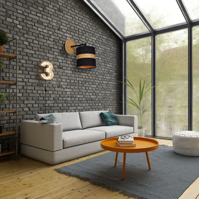 Aplica TERRA Milagro Modern, E27, Natural/Negru, MLP6289, Polonia