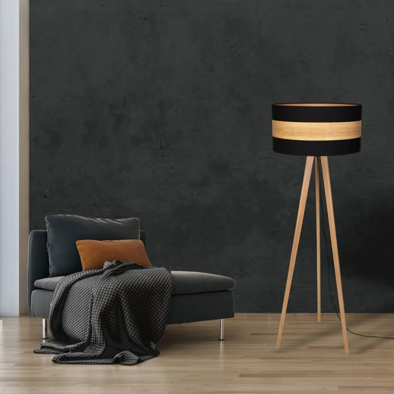 Lampadar TERRA Milagro Modern, E27, Natural/Negru, MLP6293, Polonia