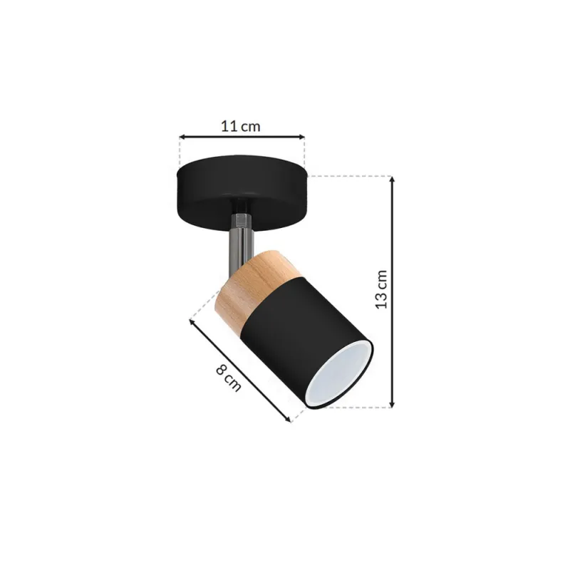 Aplica JOKER BLACK WOOD Milagro Modern, GU10, Natural/Negru, MLP6303, Polonia