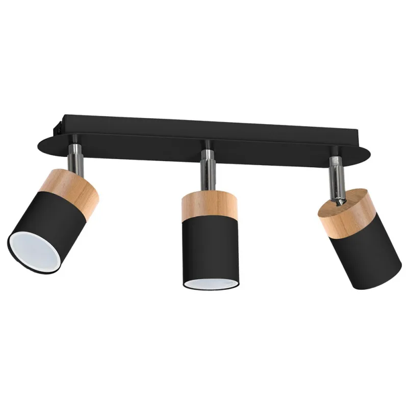 Lustra Plafon JOKER BLACK WOOD Milagro Modern, GU10, Natural/Negru, MLP6304, Polonia