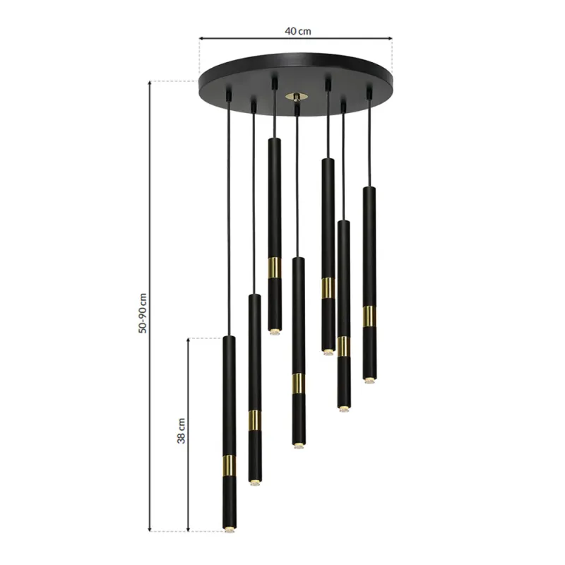 Suspensie MONZA Milagro Modern, G9, Auriu/Negru, MLP6385, Polonia