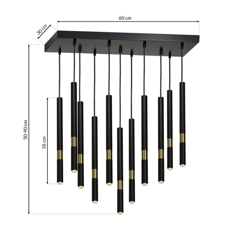 Candelabru MONZA Milagro Modern, G9, Auriu/Negru, MLP6386, Polonia