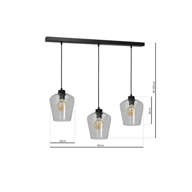 Suspensie SANTIAGO Milagro Modern, E27, Negru, MLP6608, Polonia