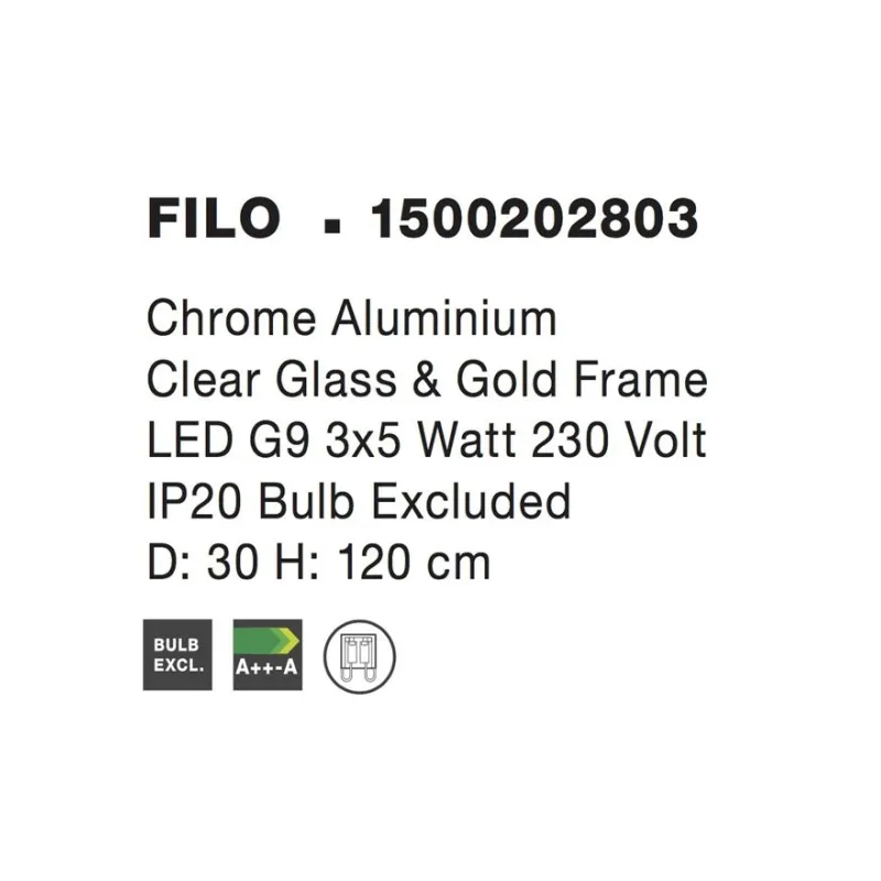 Lustra 1500202803 Filo Nova Luce, Modern, G9, Crom