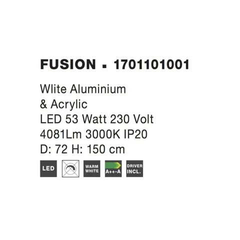 Lustra 1701101001 Fusion Nova Luce, Modern, Led, Alb