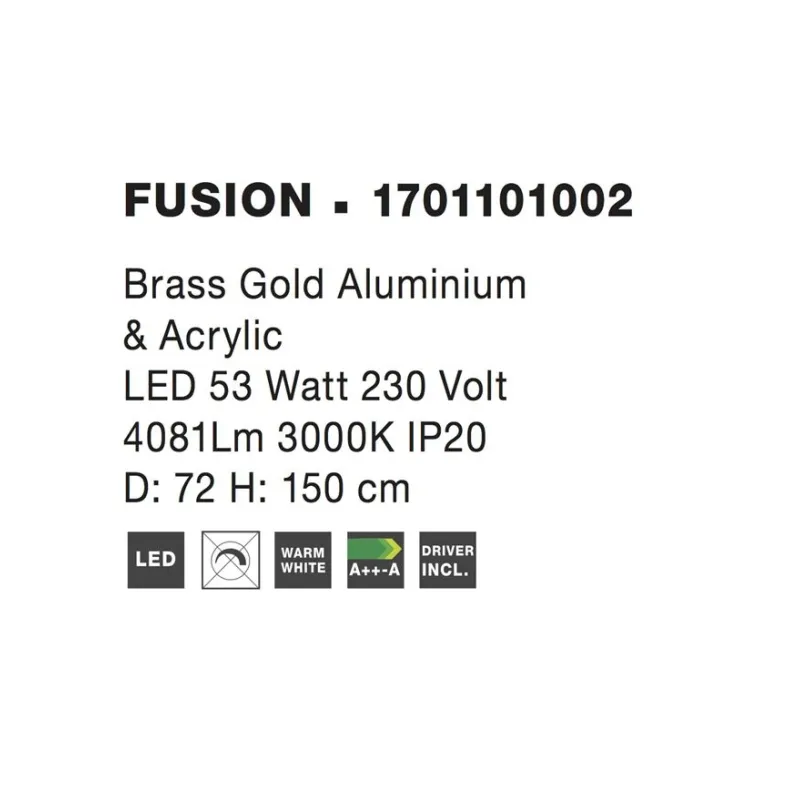 Lustra 1701101002 Fusion Nova Luce, Modern, Led, Auriu