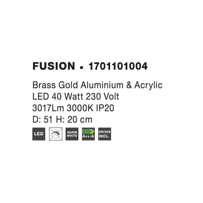 Plafoniera 1701101004 Fusion Nova Luce, Modern, Led, Auriu