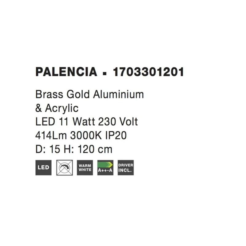 Pendul 1703301201 Palencia Nova Luce, Modern, Led, Auriu