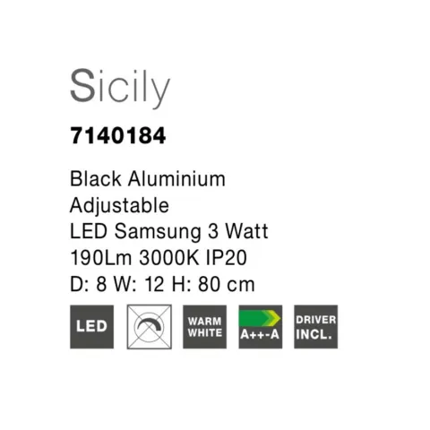 Pendul 7140184 Sicily Nova Luce, Modern, Led, Negru