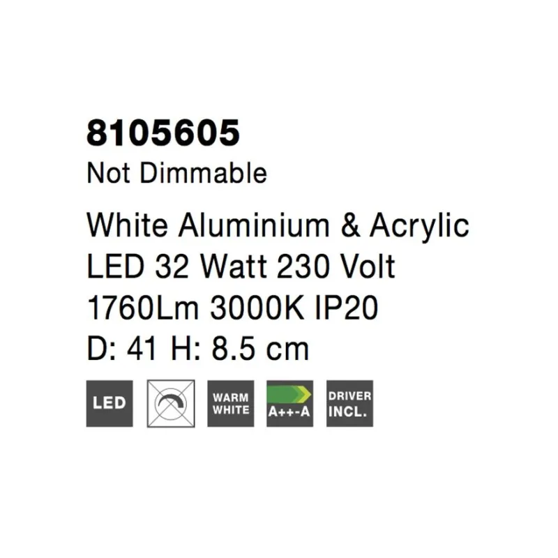 Plafoniera 8105605 Albi Nova Luce, Modern, Led, Alb