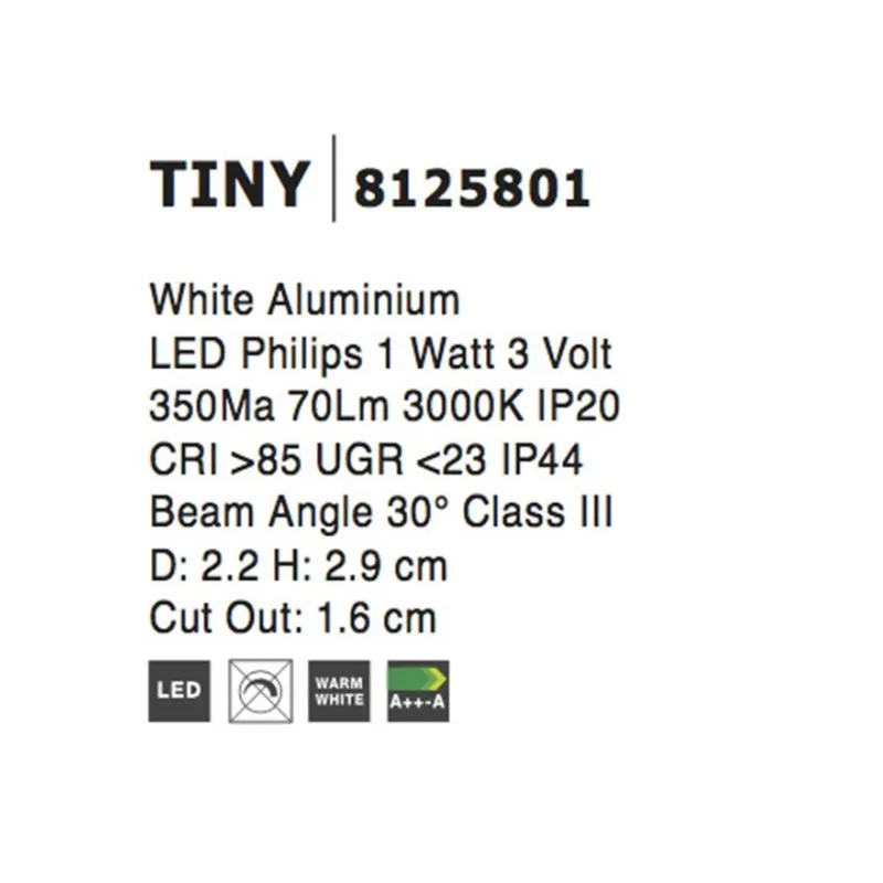 Downlight Încastrat 8125801 Tiny Nova Luce, Led