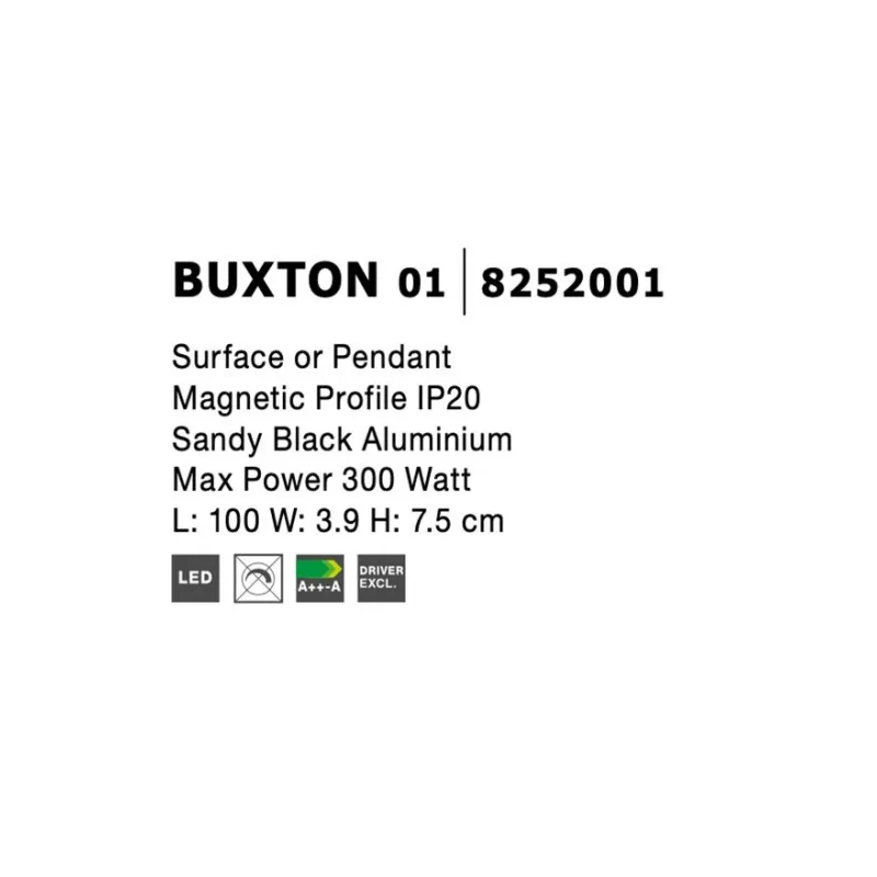 Conector Alimentare Șina Magnetică 8252001 Buxton Magnetic Nova Luce