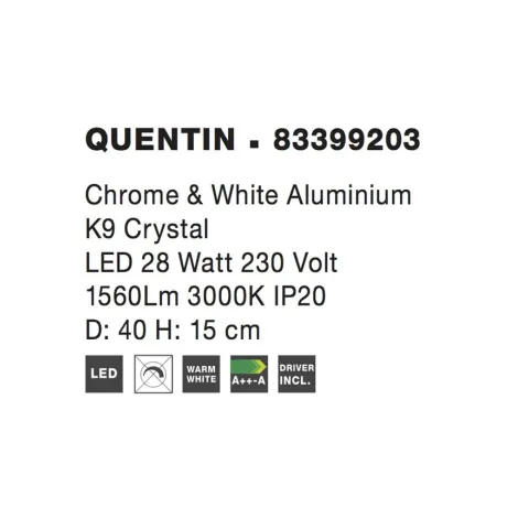 Plafoniera 83399203 Quentin Nova Luce, Clasic, Led, Alb
