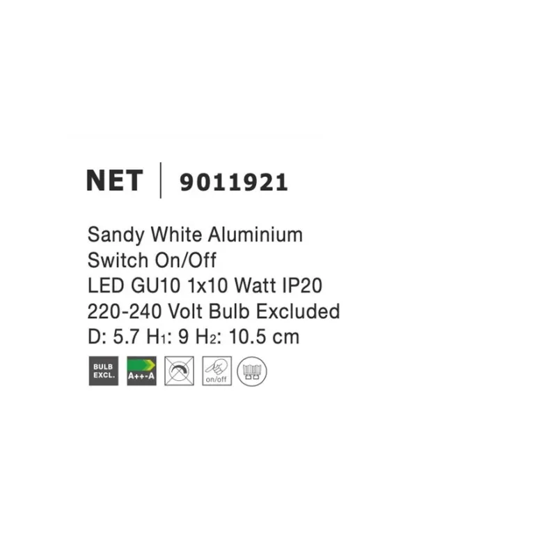 Aplica 9011921 Net Nova Luce, Modern, Gu10, Alb