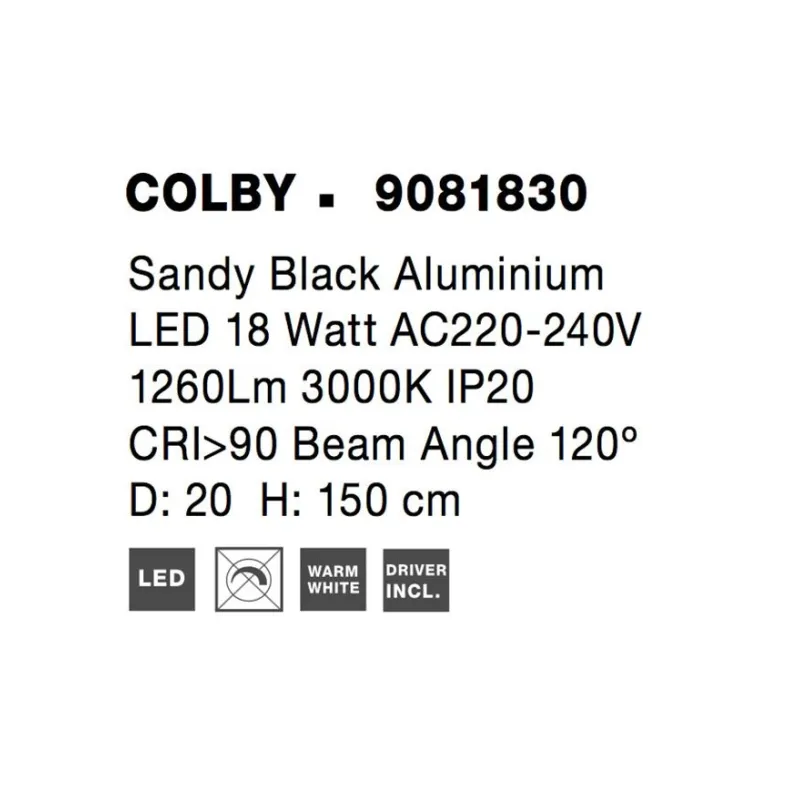 Lampadar 9081830 Colby Nova Luce, Modern, Led, Negru