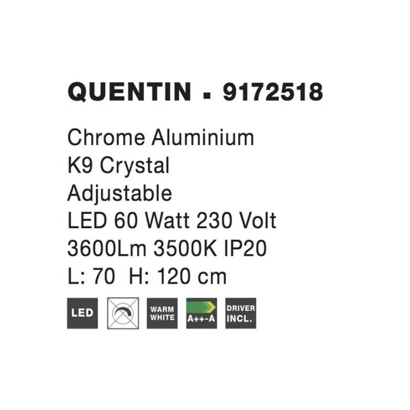 Candelabru 9172518 Quentin Nova Luce, Clasic, Led, Crom