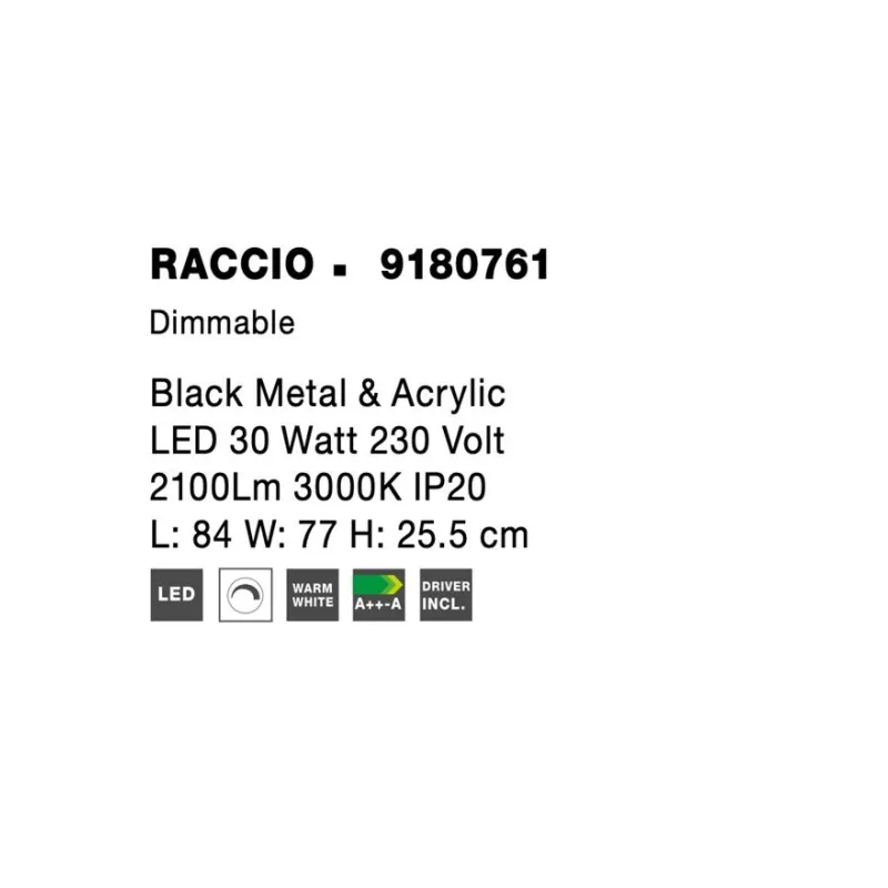 Lustra Plafon 9180761 Raccio Nova Luce, Modern, Led, Negru