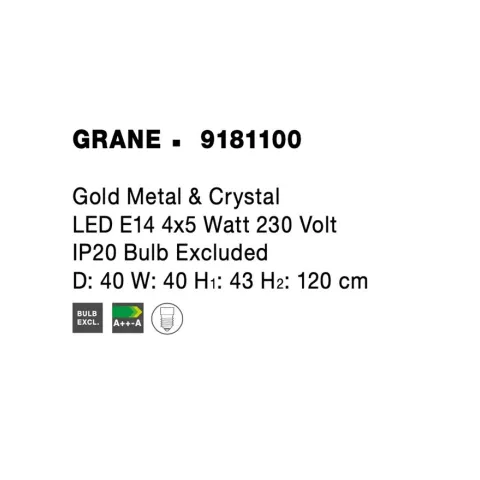 Candelabru 9181100 Grane Nova Luce, Clasic, E14, Auriu