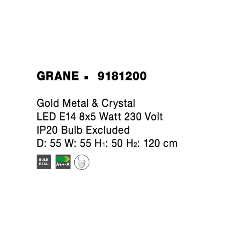 Candelabru 9181200 Grane Nova Luce, Clasic, E14, Auriu