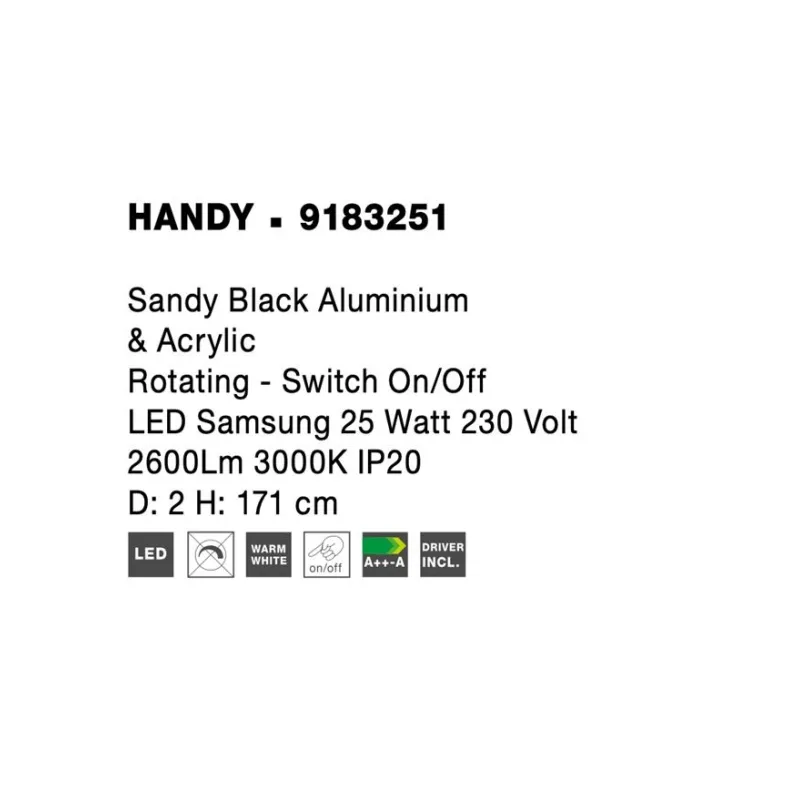 Lampadar 9183251 Handy Nova Luce, Modern, Led, Negru