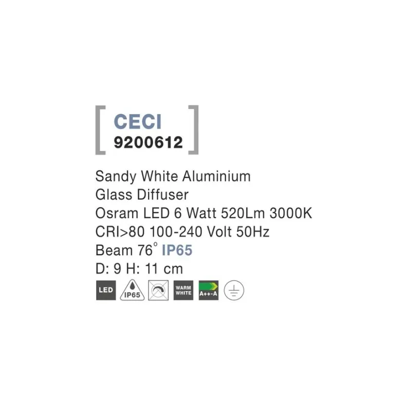 Plafoniera Exterior 9200612 Ceci Nova Luce, Modern, Led, Alb