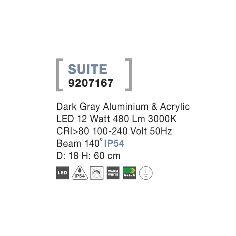 Stâlp 9207167 Suite Nova Luce, Modern, Led, Gri