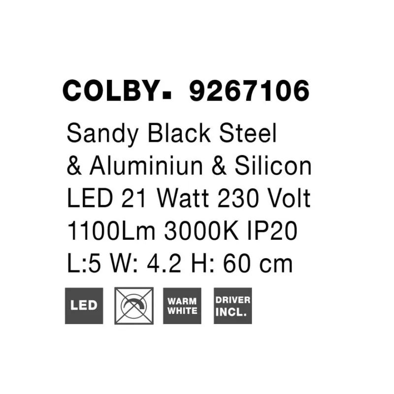 Aplica 9267106 Colby Nova Luce, Modern, Led, Negru