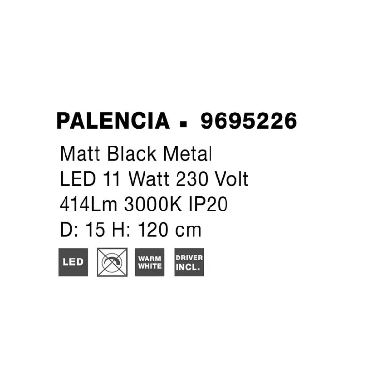 Pendul 9695226 Palencia Nova Luce, Modern, Led, Negru