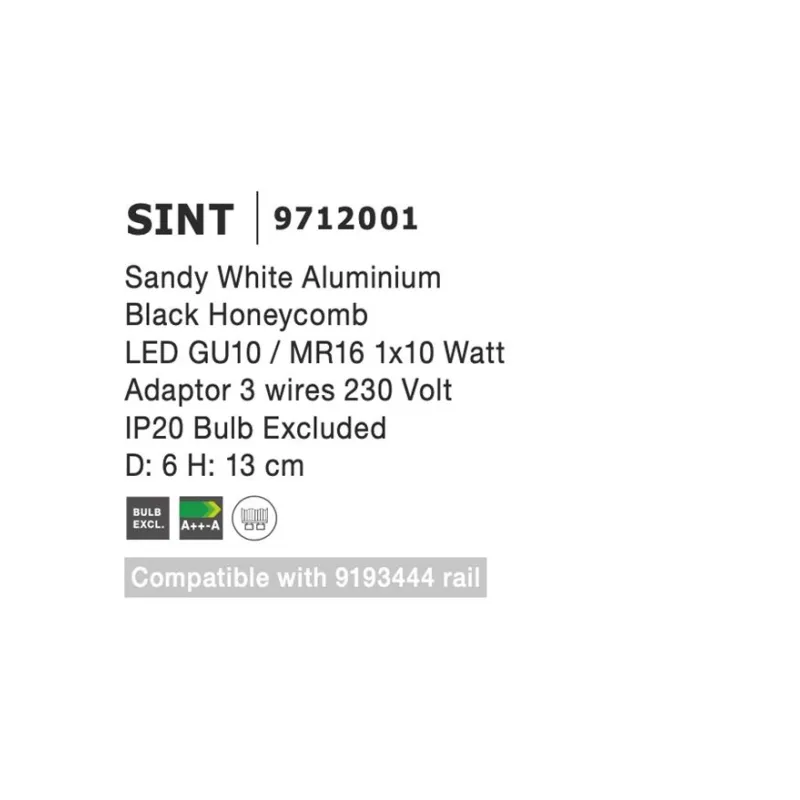 Sistem suspensie Șina 1 Fază 9712001 2-Wires Track Nova Luce, Gu10