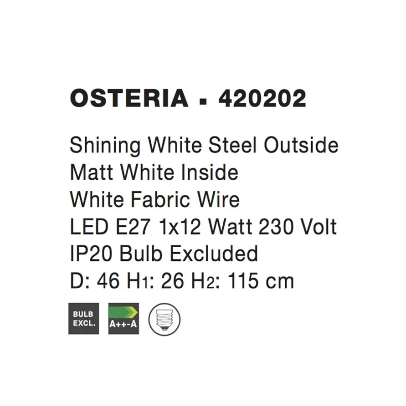 Pendul OSTERIA Nova Luce Modern, E27, 420202, Grecia