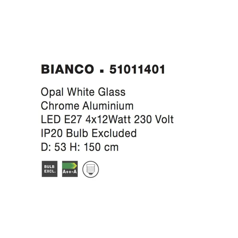 Suspensie BIANCO Nova Luce Modern, E27, 51011401, Grecia