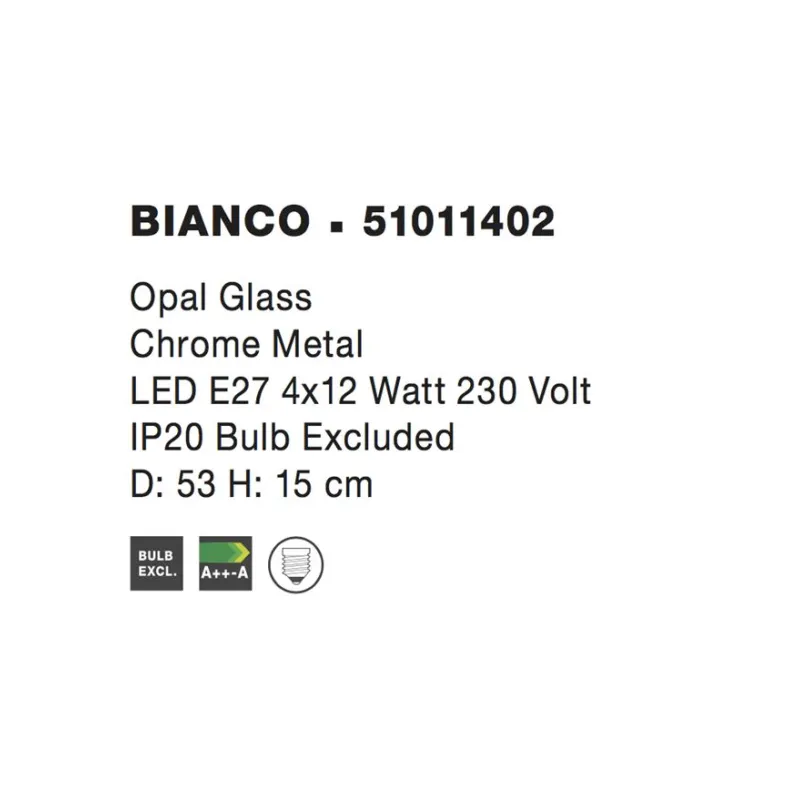 Plafoniera BIANCO Nova Luce Modern, E27, 51011402, Grecia