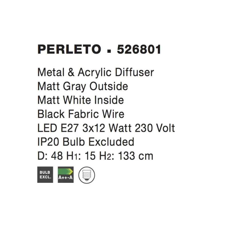 Pendul PERLETO Nova Luce Modern, E27, 526801, Grecia