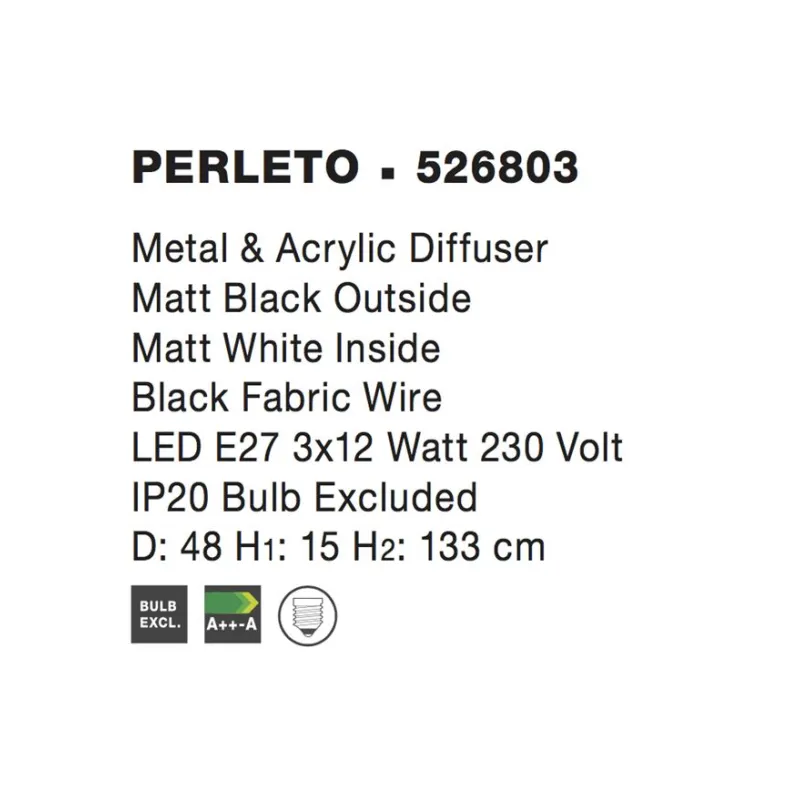 Pendul PERLETO Nova Luce Modern, E27, 526803, Grecia