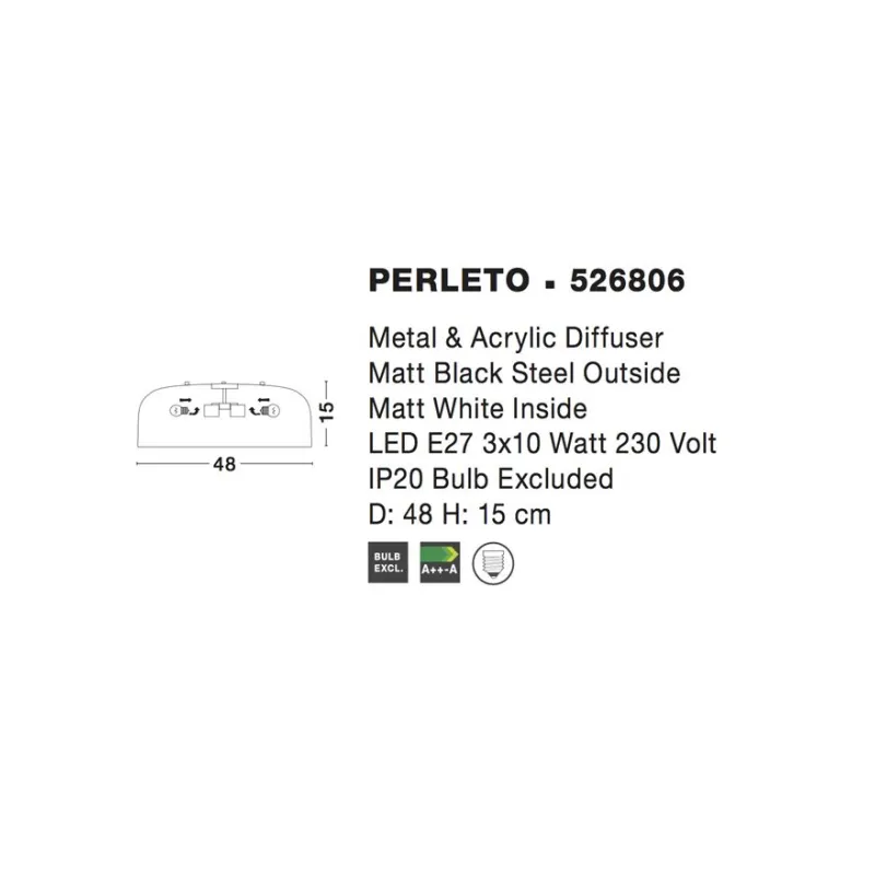 Plafoniera PERLETO Nova Luce Modern, E27, 526806, Grecia
