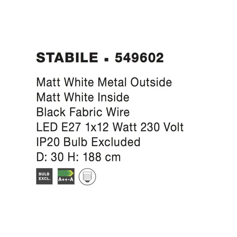 Lampadar STABILE Nova Luce Modern, E27, 549602, Grecia