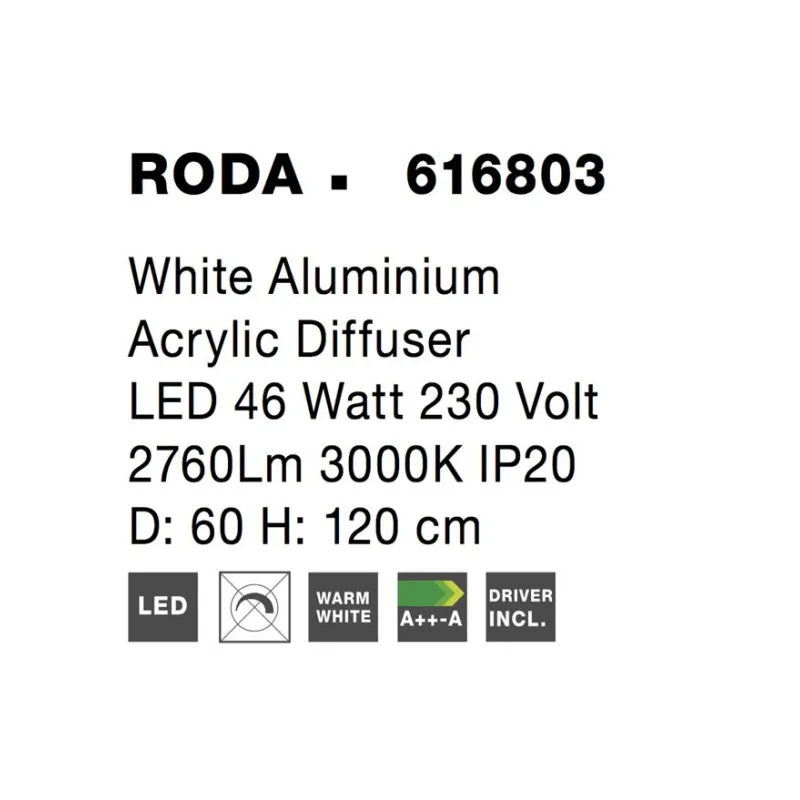 Suspensie RODA Nova Luce Modern, Led, 616803, Grecia