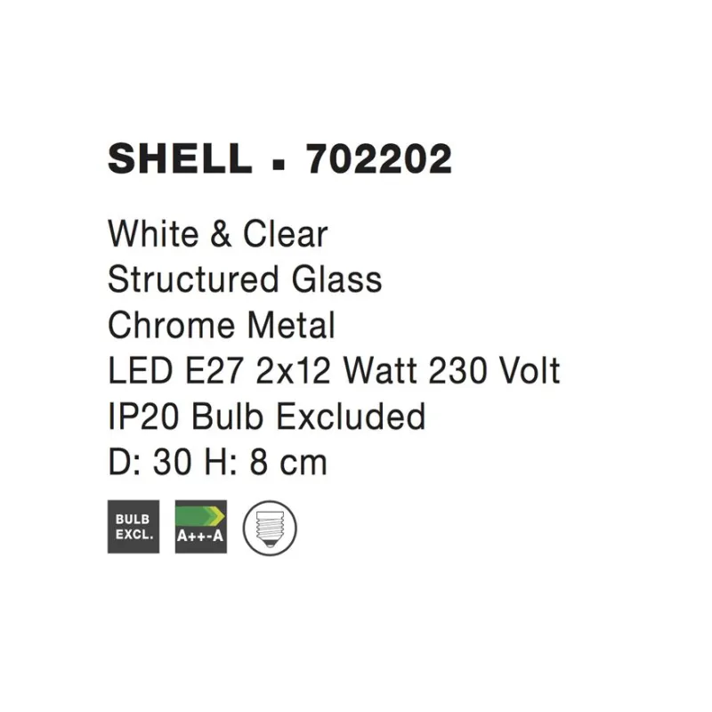 Plafoniera SHELL Nova Luce Modern, E27, 702202, Grecia
