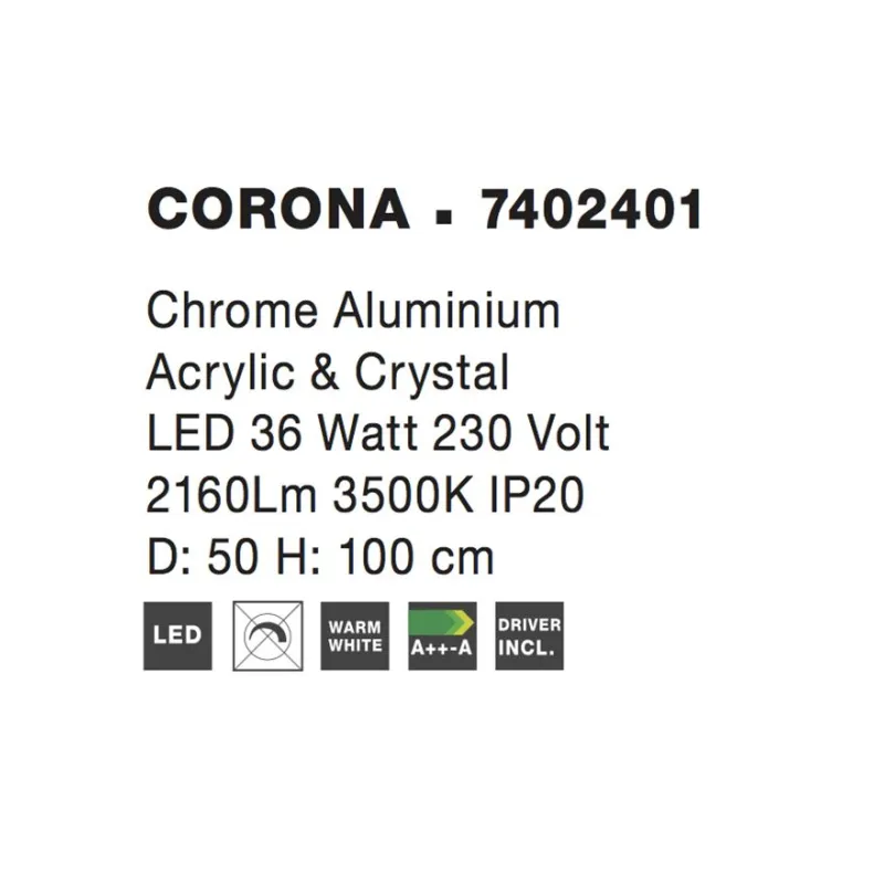 Suspensie CORONA Nova Luce Modern, Led, 7402401, Grecia