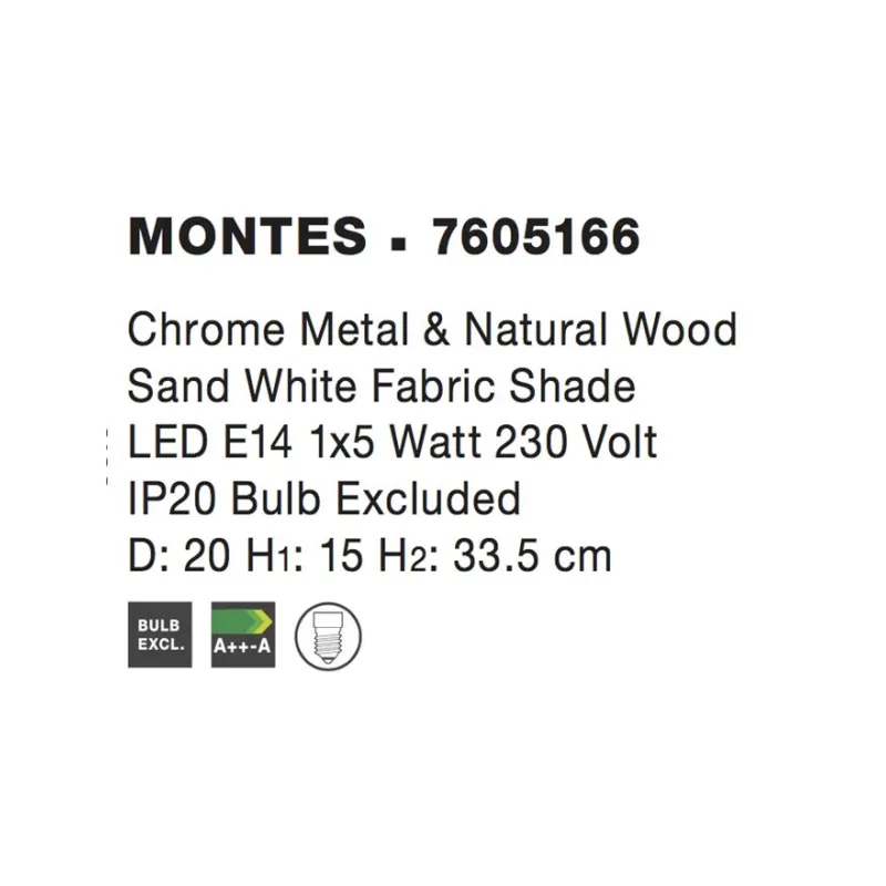 Veioza MONTES Nova Luce Modern, E14, 7605166, Grecia