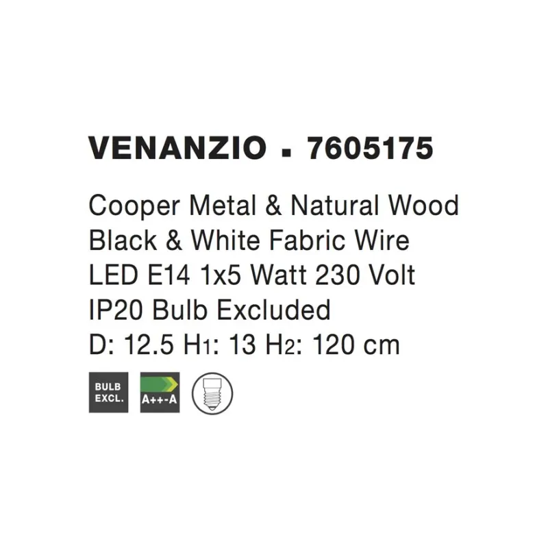 Pendul VENANZIO Nova Luce Modern, E14, 7605175, Grecia