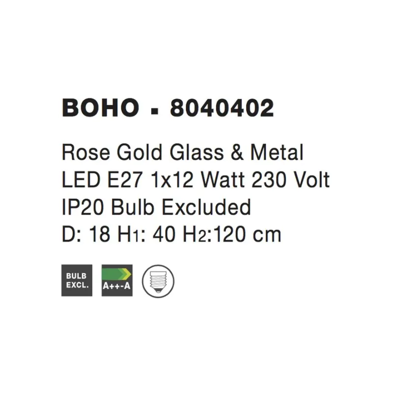 Pendul BOHO Nova Luce Modern, E27, 8040402, Grecia